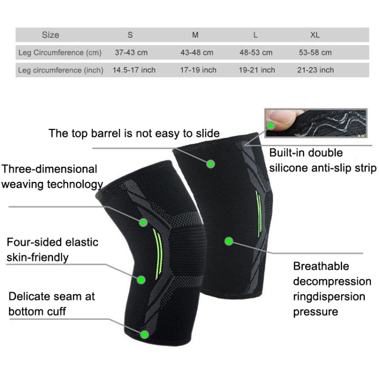 Nylon Sports Protective Gear Four-Way Stretch Knit Knee Pads, Size: