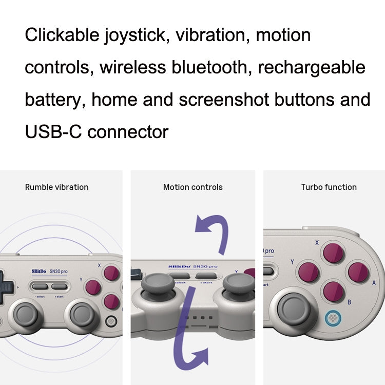 8Bitdo SN30ProG Vibration Burst Somatosensory Wireless Bluetooth Gamepad For Switch