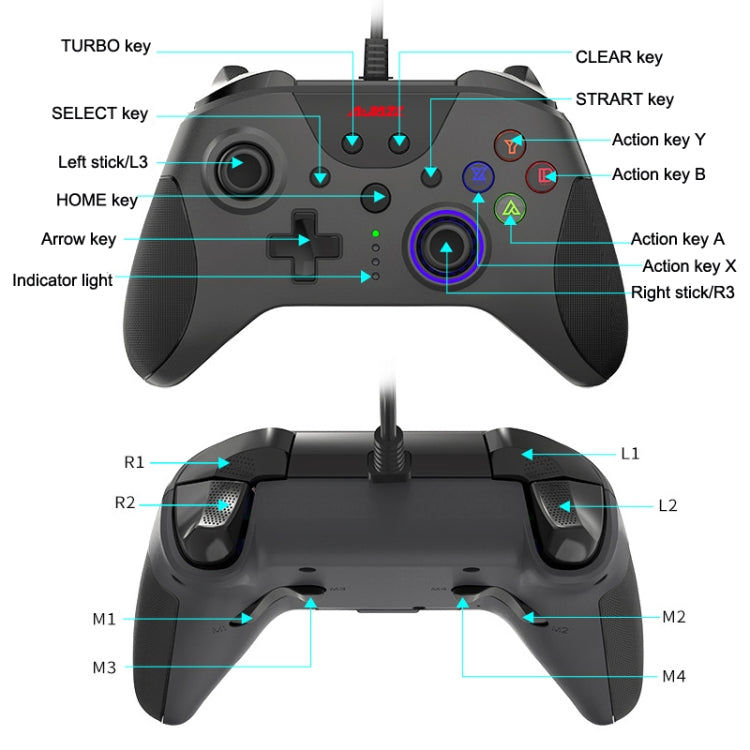 Ajazz AG110 Wired Vibration Sensing Gamepad For Xbox, Cable Length: 2m Reluova