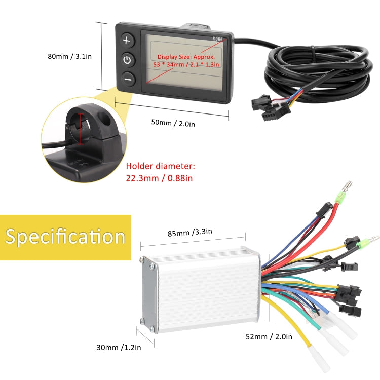 S866 A Type Electric Bicycle Universal Electric Bicycle Dashboard Set ,Specification: Reluova