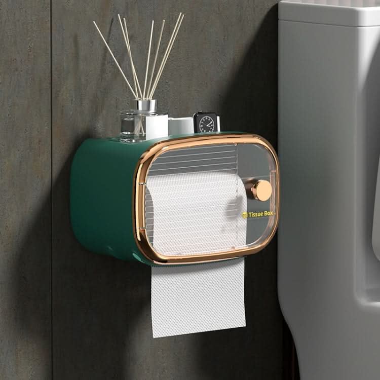 Bathroom Wall Mounted Waterproof Shelf Tissue Box, Color: Reluova