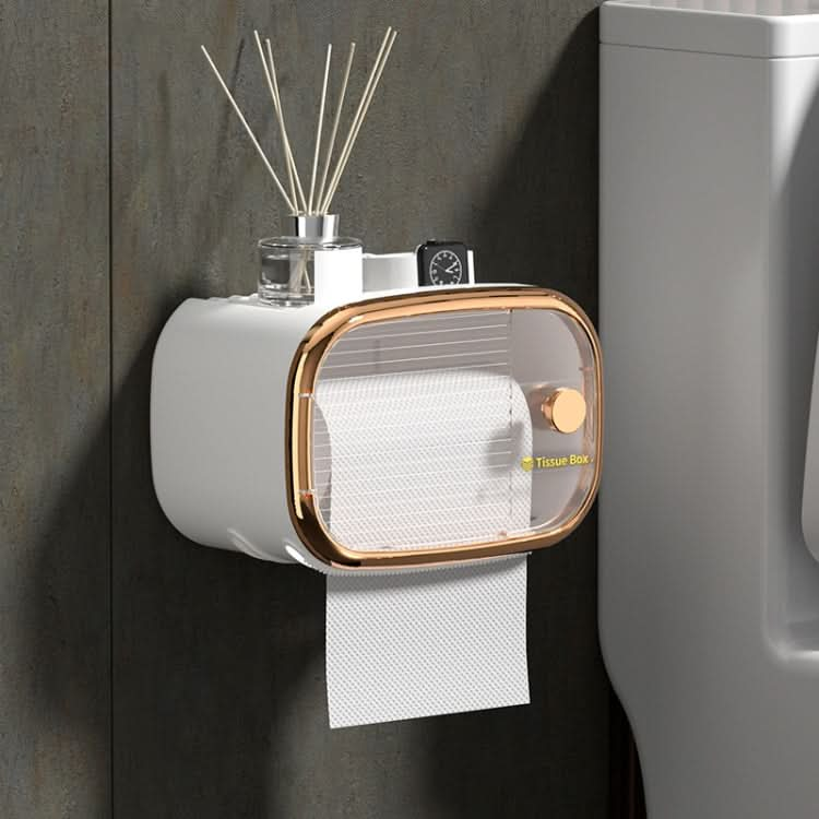 Bathroom Wall Mounted Waterproof Shelf Tissue Box, Color: Reluova