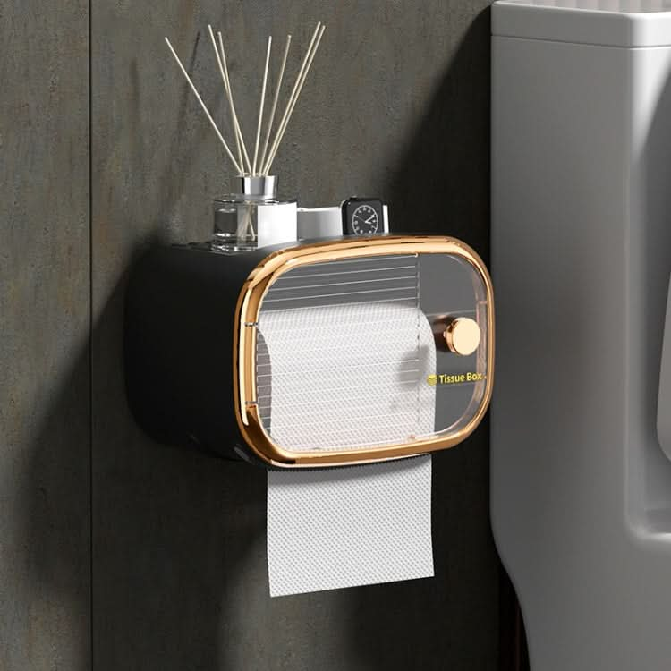 Bathroom Wall Mounted Waterproof Shelf Tissue Box, Color: Reluova