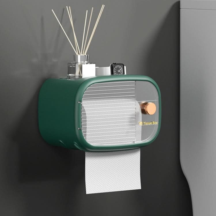 Bathroom Wall Mounted Waterproof Shelf Tissue Box, Color: Reluova