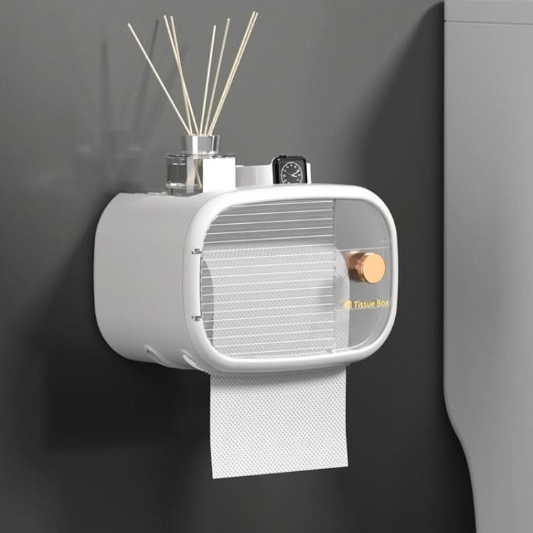 Bathroom Wall Mounted Waterproof Shelf Tissue Box, Color: Reluova