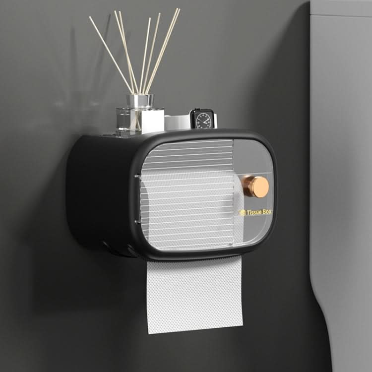 Bathroom Wall Mounted Waterproof Shelf Tissue Box, Color: Reluova