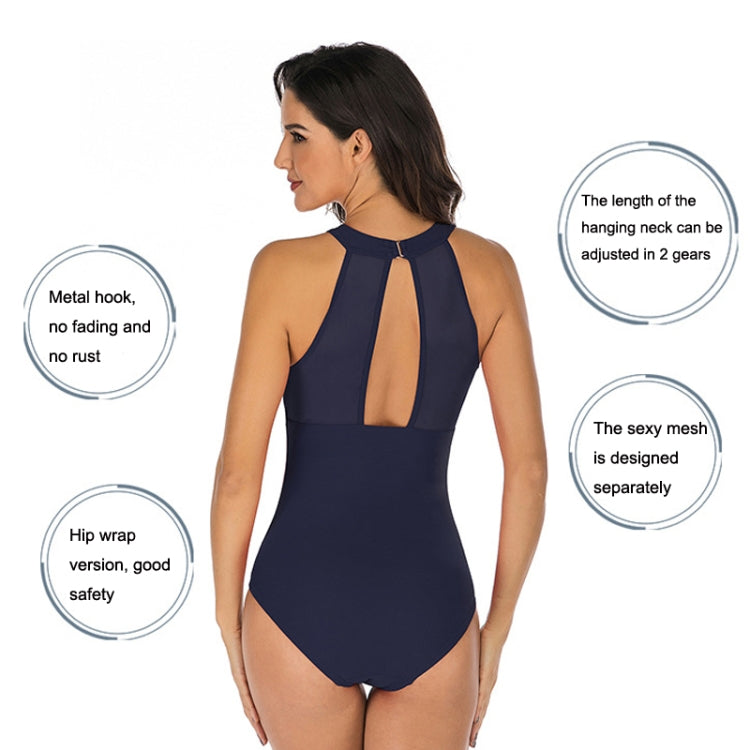 DS109 Ladies Slim And Conservative Halter Neck Swimsuit Reluova