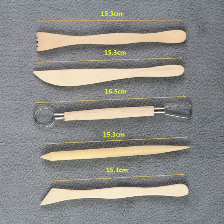 0035 5 in 1 Clay Sculpture Wooden Pottery Knife Set