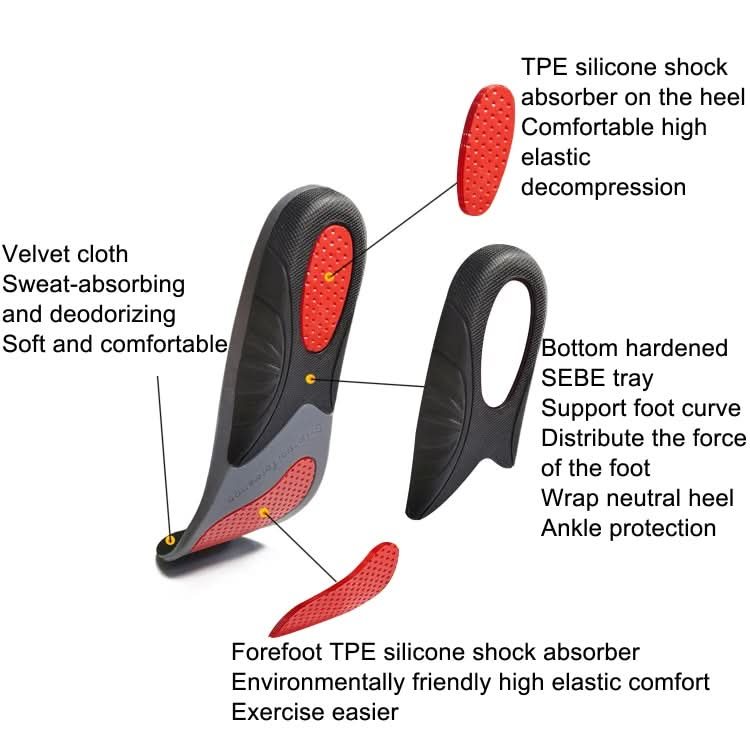 Silicone Shock-absorbing Breathable Sweat-absorbing TPE Insoles Reluova