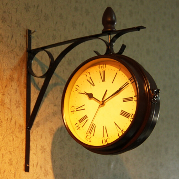 Iron Retro Home Wall Clock Double Side Hanging Clock My Store