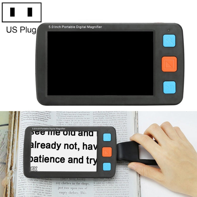 5.0 inch Portable HD Electronic Vision Aid Low Vision Magnifying Glass Reader, US Plug