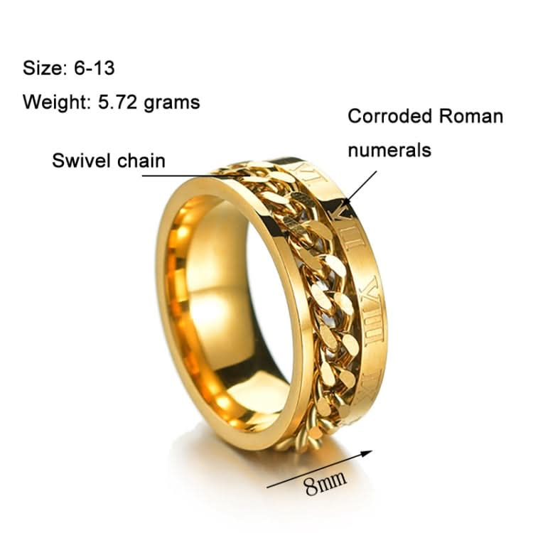 2 PCS Roman Numerals Turnable Chain Titanium Steel Ring-Reluova