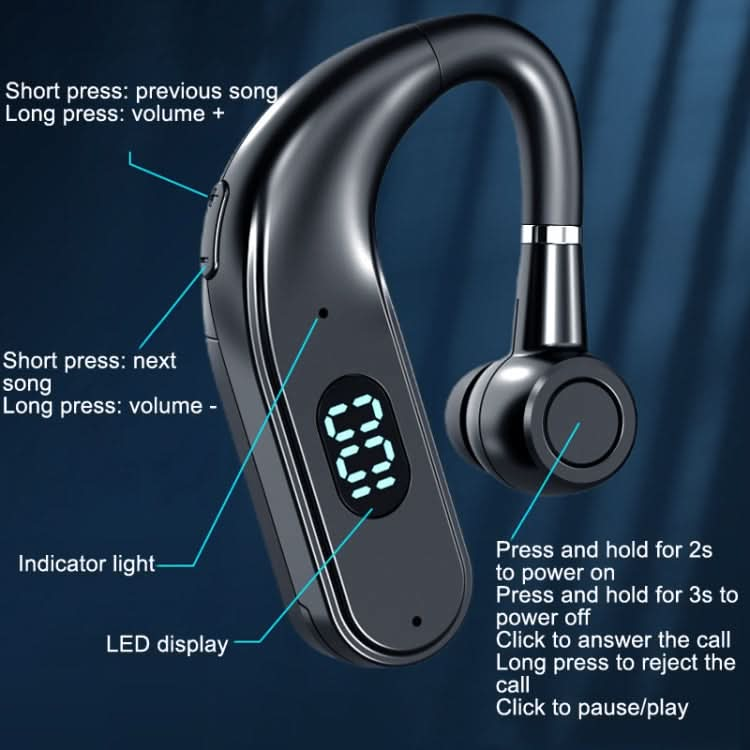 Bluetooth Business Hanging Ear Digital Display LED Sports Driving Headset