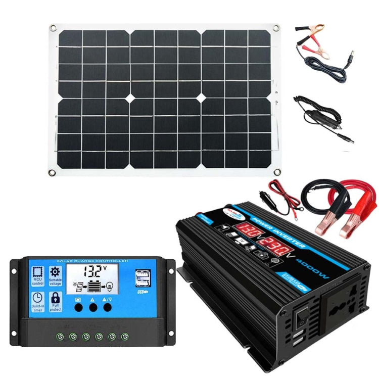 Solar Power System Inverter 30A Controller+18W 12V Solar Panel, Specification: