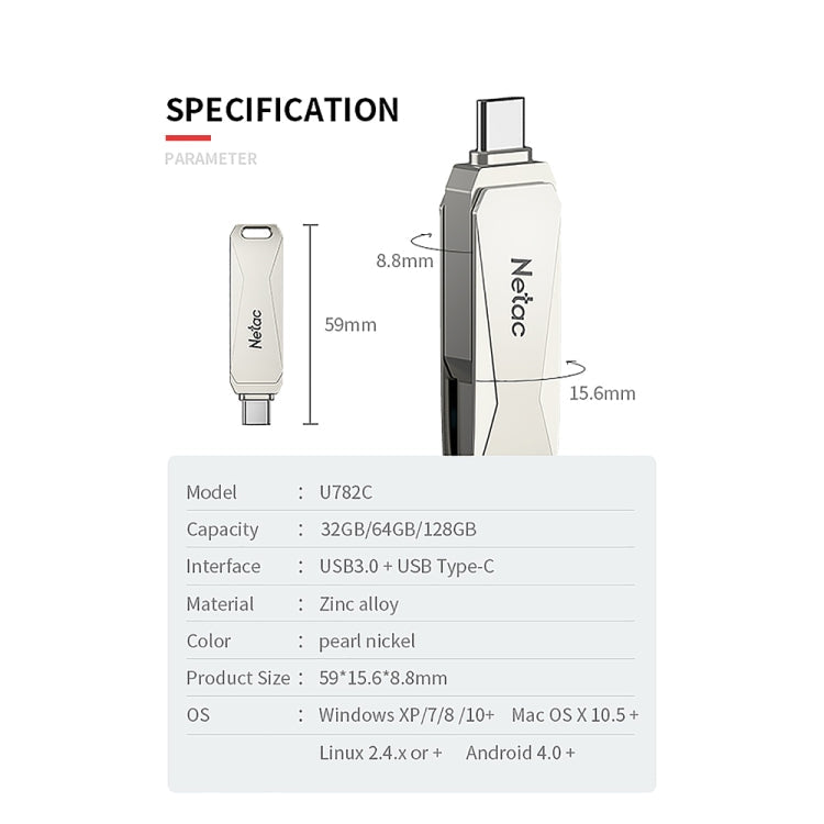 Netac U782C Type-C Dual Interface High-Speed Metal Computer USB Flash Drive My Store