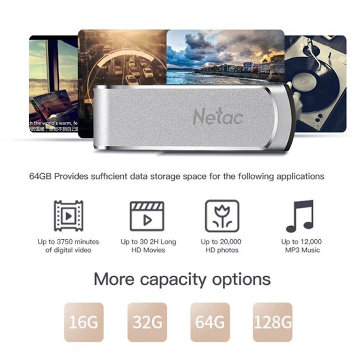 Netac U388 High Speed USB3.0 Metal Rotating Car Computer U Disk My Store