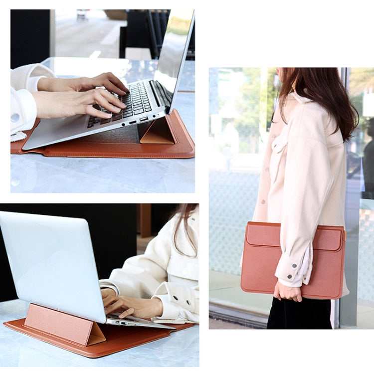 PU08DZ Leather Laptop Liner Bag with Stand Function