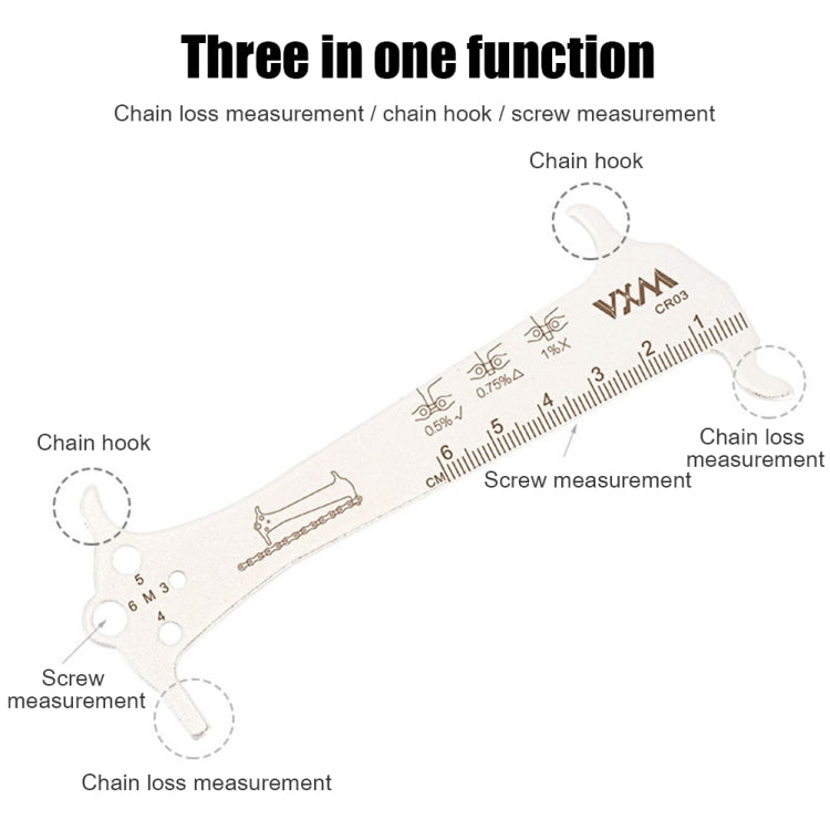 2 PCS VXM 3 In 1 Stainless Steel Mountain Bike Road Bike Chain Gauge