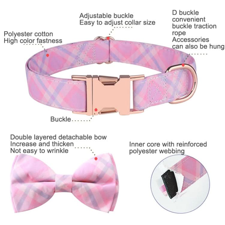 Rose Gold Buckle Pet Detachable Bow Collar, Size: - Reluova