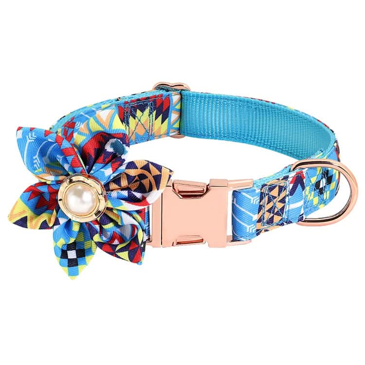 Pet Flower Adjustable Collar Metal Buckle Can be Engraved Dog Collar, Size: - Reluova