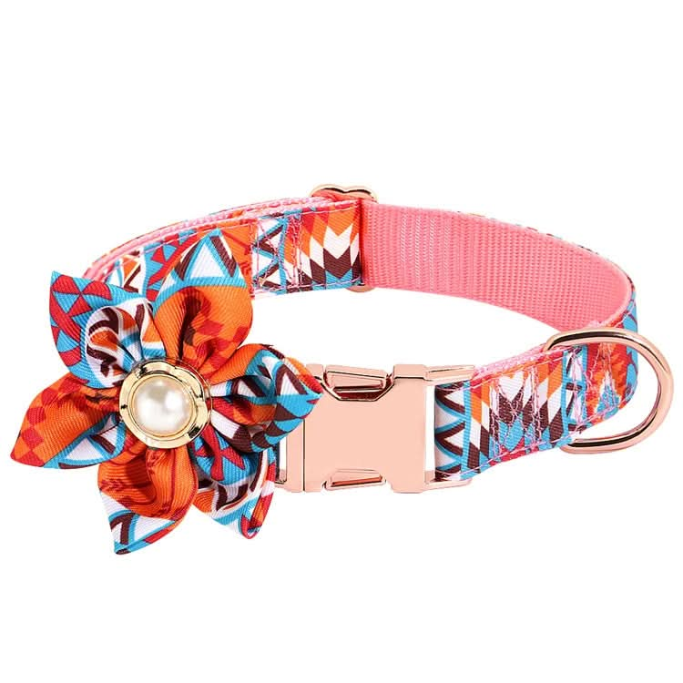 Pet Flower Adjustable Collar Metal Buckle Can be Engraved Dog Collar, Size: - Reluova