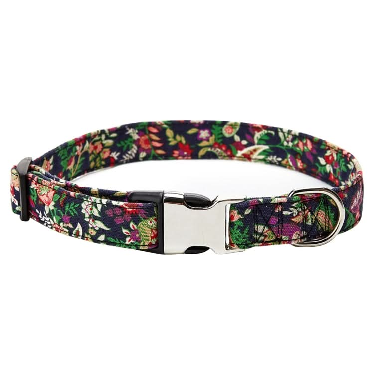 Ethnic Bohemian Floral Half Metal Buckle Dog Collar, Size: - Reluova