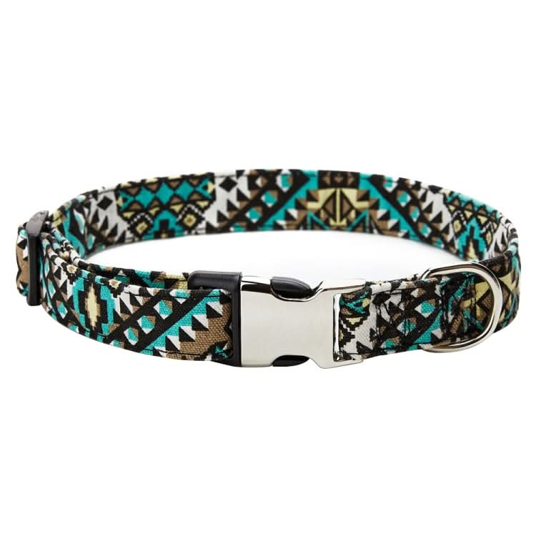 Ethnic Bohemian Floral Half Metal Buckle Dog Collar, Size: - Reluova