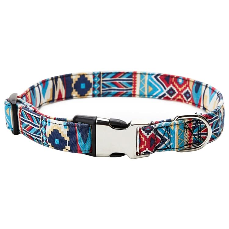 Ethnic Bohemian Floral Half Metal Buckle Dog Collar, Size: - Reluova