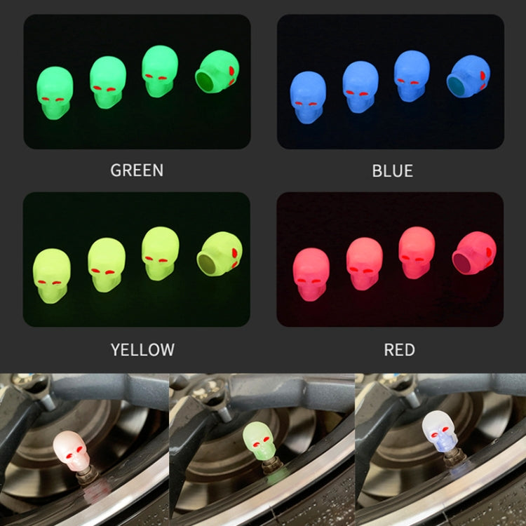 1 Sets Car Tire Luminous Valve Cap Motorcycle Skull Valve Core Cap