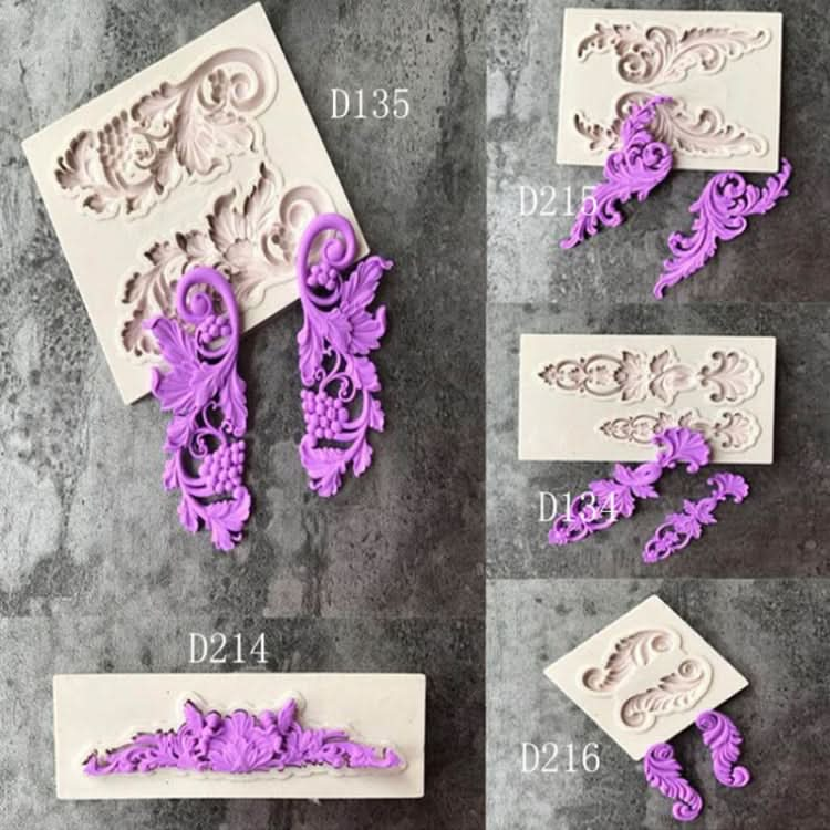 5 PCS Relief Fondant Cake Silicone Mold DIY Chocolate Mold,Style:-Reluova