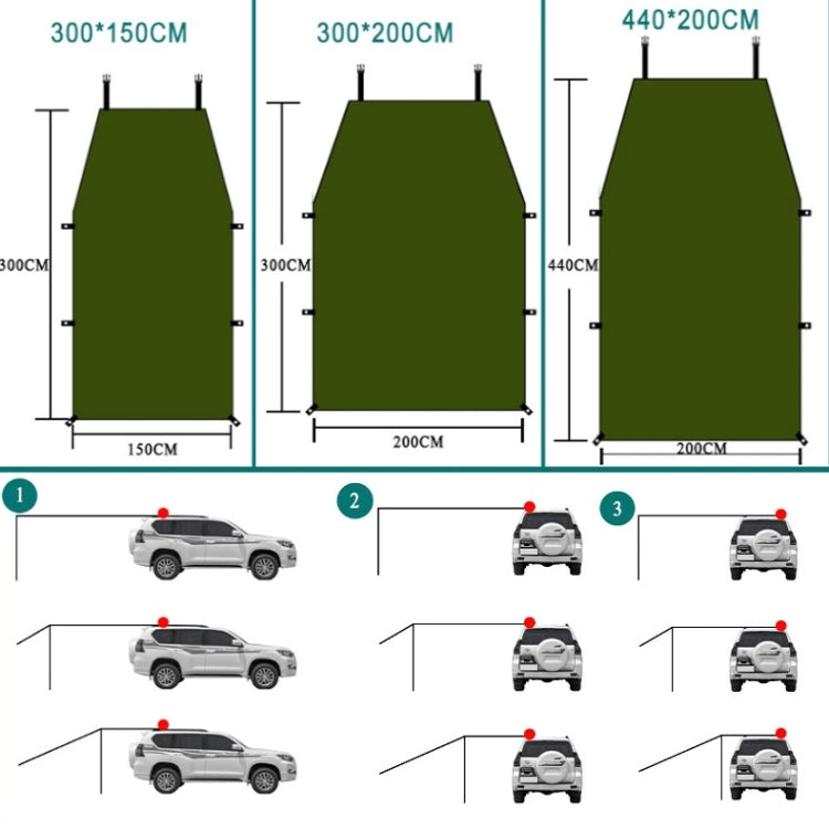 Outdoor Picnic Camping Tent On The Side Of The Car Vehicle Rain-proof Sunshade Canopy