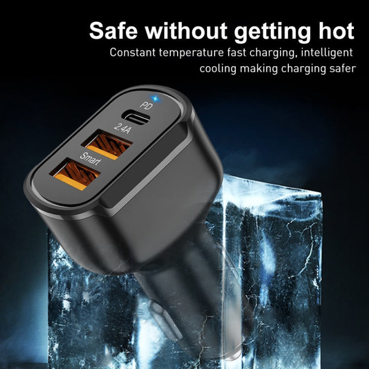 PD+2.4A Dual USB Car Charger, Style: 3 Ports (Black) ÎҵÄÉ̵ê