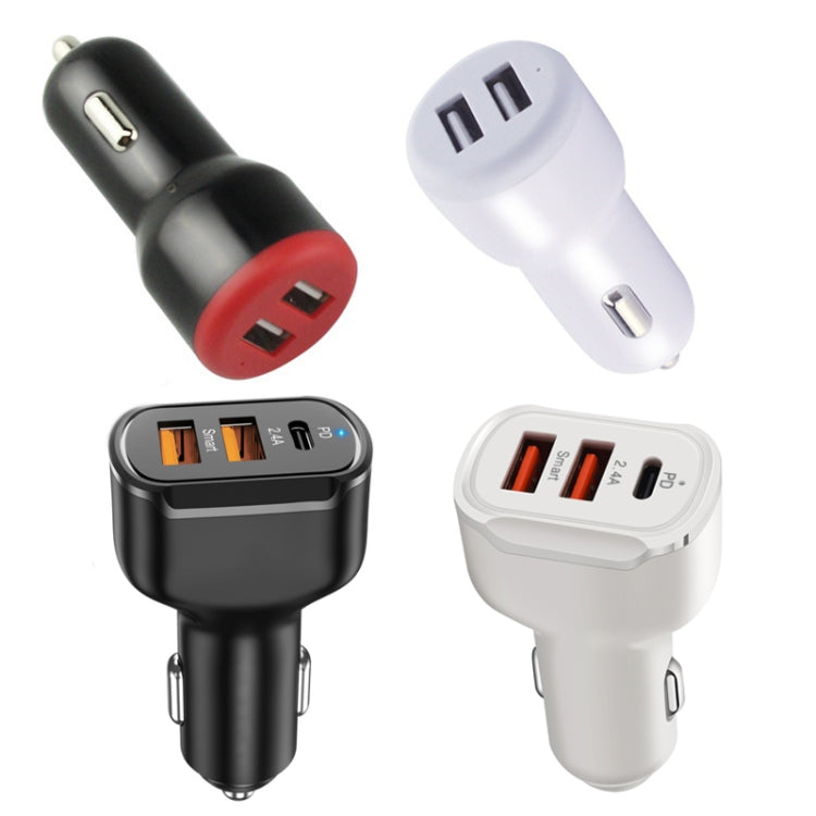 PD+2.4A Dual USB Car Charger, Style: 3 Ports (Black)