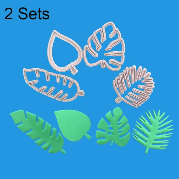 2 Sets 4 In 1 Tropical Leaf Fondant Cake Mold Cookie Mold-Reluova