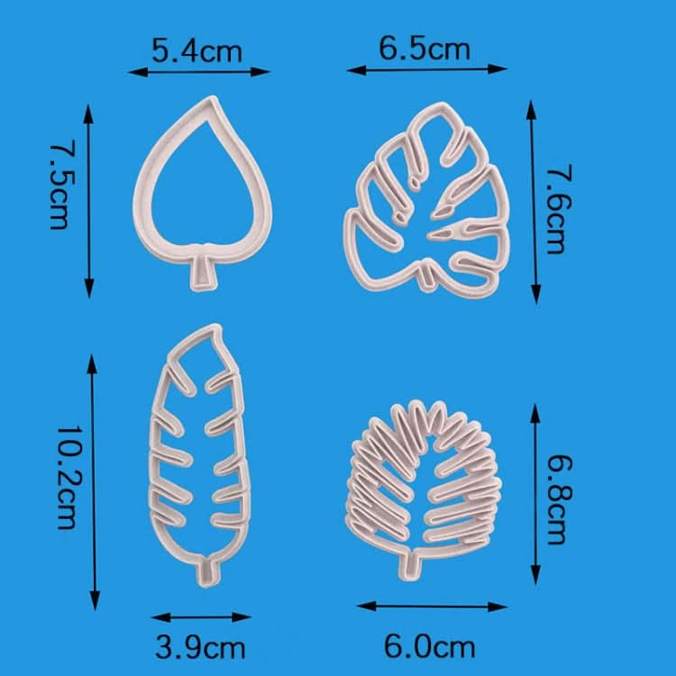 2 Sets 4 In 1 Tropical Leaf Fondant Cake Mold Cookie Mold-Reluova