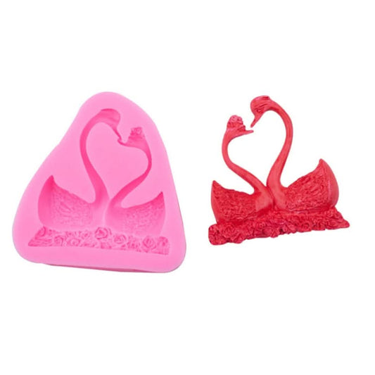 2 PCS Double Swan Rose DIY Fondant Baking Cake Liquid Silicone Mold-Reluova