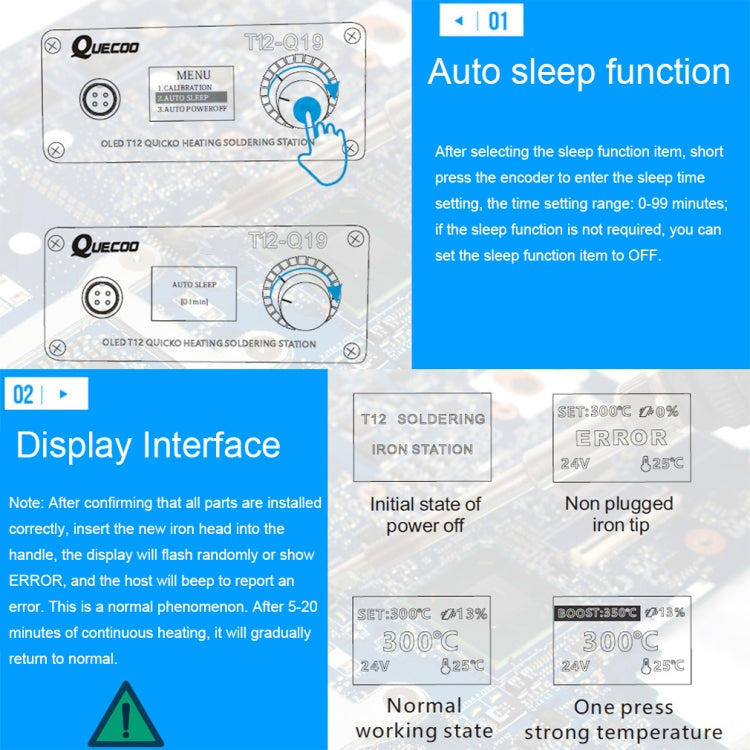 QUECOO 1.3 Inch Display Soldering Station with Handle