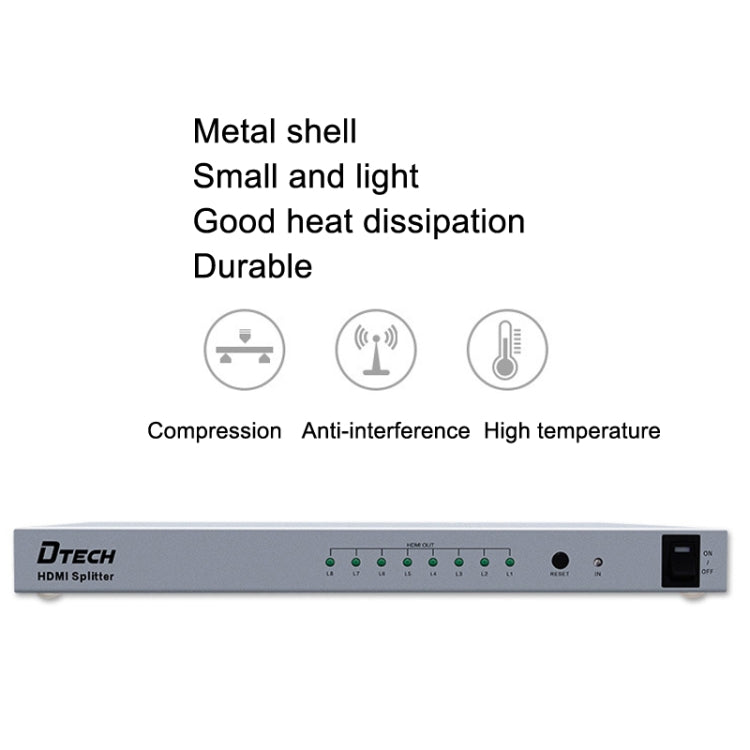 DTECH DT-7148 HDMI 2.0 1 In 8 Out 4K X 2K HD Splitter, CN Plug