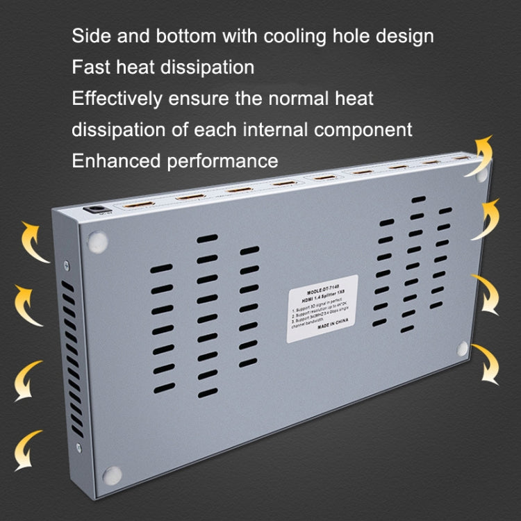 DTECH DT-7148 HDMI 2.0 1 In 8 Out 4K X 2K HD Splitter, CN Plug