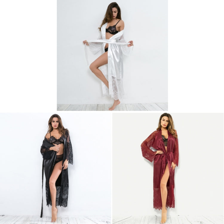 Sexy Glossy Long Nightgown Lace Long-sleeved Erotic Lingerie