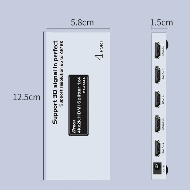 DTECH DT-7144A HDMI 2.0 1 In 4 Out 4K X 2K HD Video Splitter, CN Plug My Store