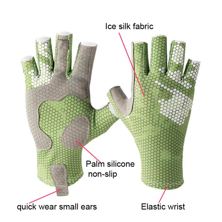 Ice Silk Half Finger Fishing Gloves Sunscreen  Riding Gloves