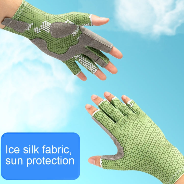 Ice Silk Half Finger Fishing Gloves Sunscreen  Riding Gloves Reluova