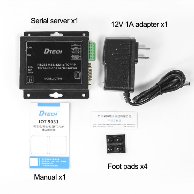 DTECH IOT9031 RS232/485/422 To TCP 3 In 1 Serial Server, CN Plug My Store