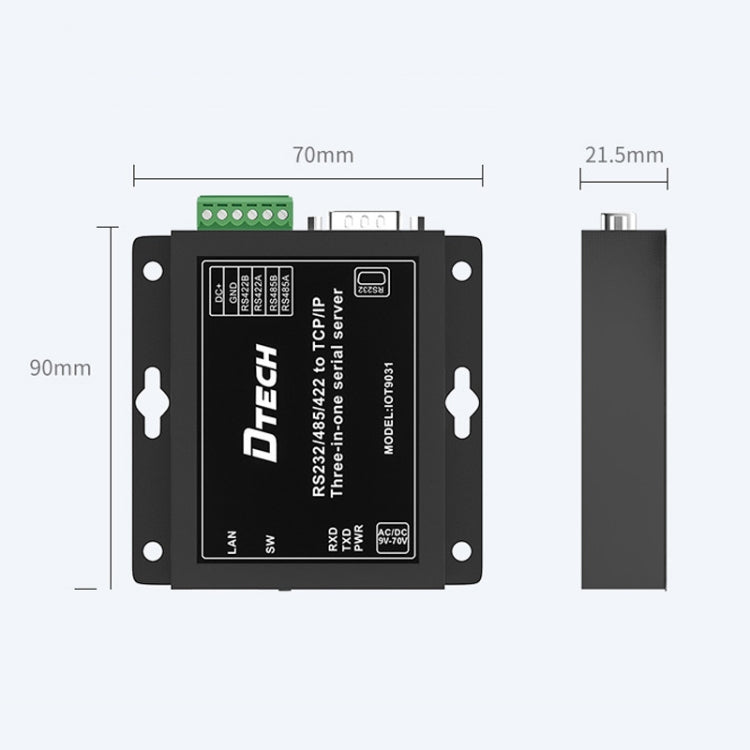 DTECH IOT9031 RS232/485/422 To TCP 3 In 1 Serial Server, CN Plug My Store