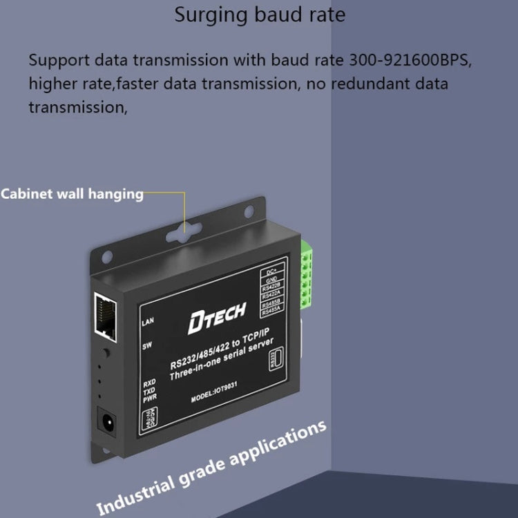 DTECH IOT9031 RS232/485/422 To TCP 3 In 1 Serial Server, CN Plug My Store