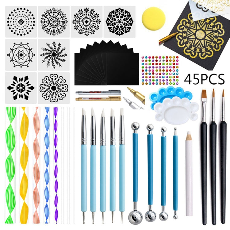 45 In 1  Mandala Tool Painting Set Cutout Template