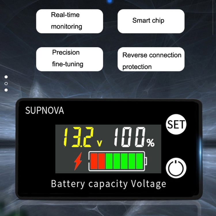 SUPNOVA LCD Color Screen DC Voltmeter Lithium Storage Battery Meter, Style: Reluova