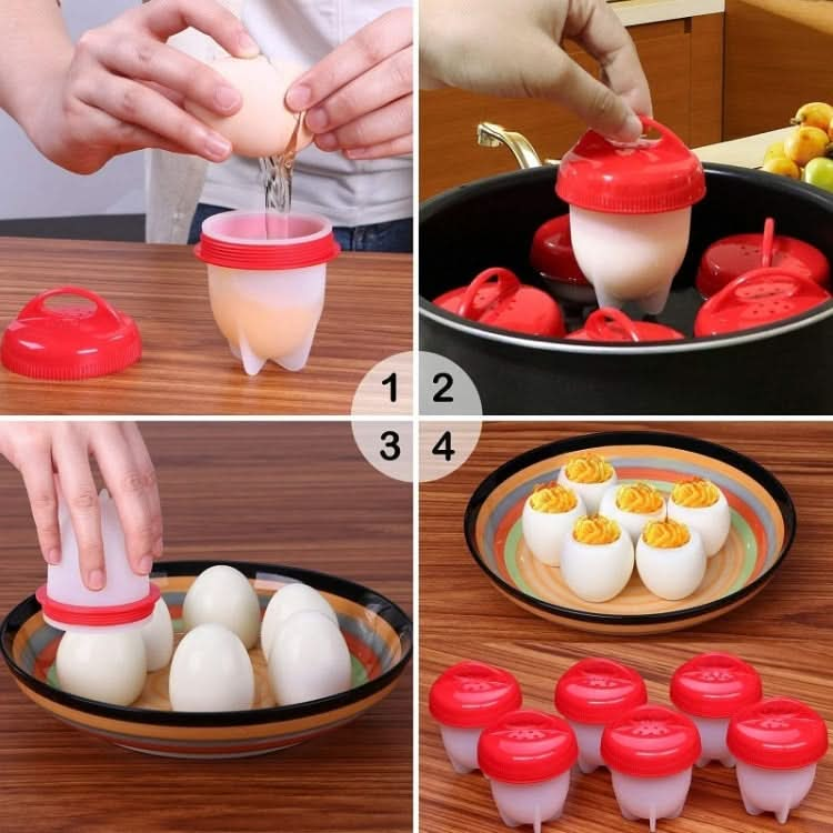 6 PCS/Set Eierkokers Cooker Silicone Non-stick Egg Steamer-Reluova