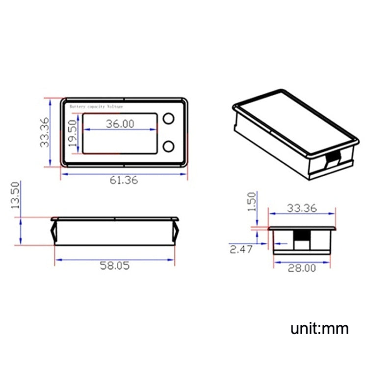 Waterproof LCD Two-wire Lead-acid Lithium Battery Digital Display Voltage Meter Reluova